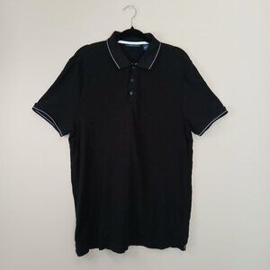 Perry Ellis Short Sleeve Knit Polo Golf Shirt Black Size Large